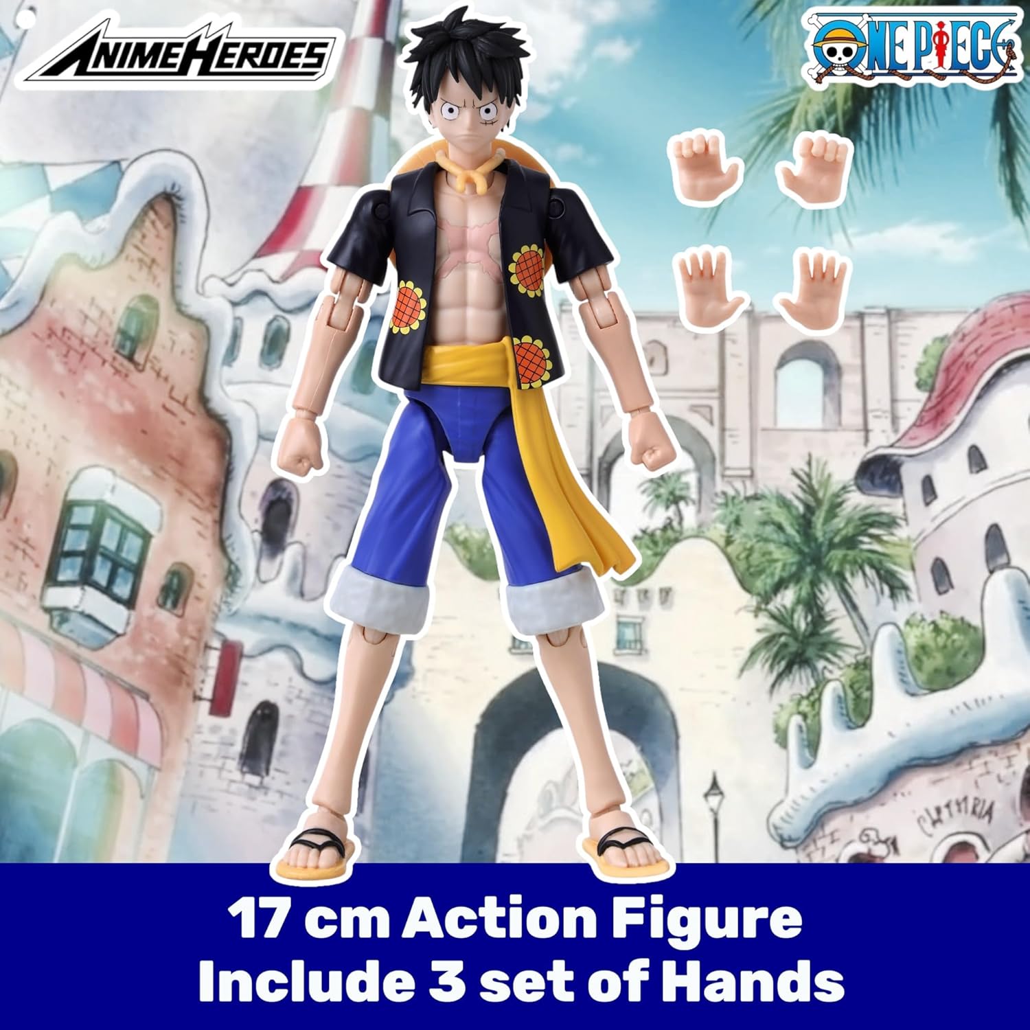 One Piece Anime Heroes 17cm Articulated Action Figure - Monkey D. Luffy Dressrosa Version 3296580370078
