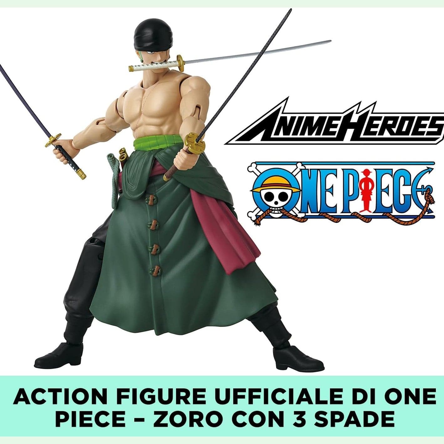 One Piece Anime Heroes 17cm Articulated Action Figure - Roronoa Zoro 3 Swords Style 3296580370528