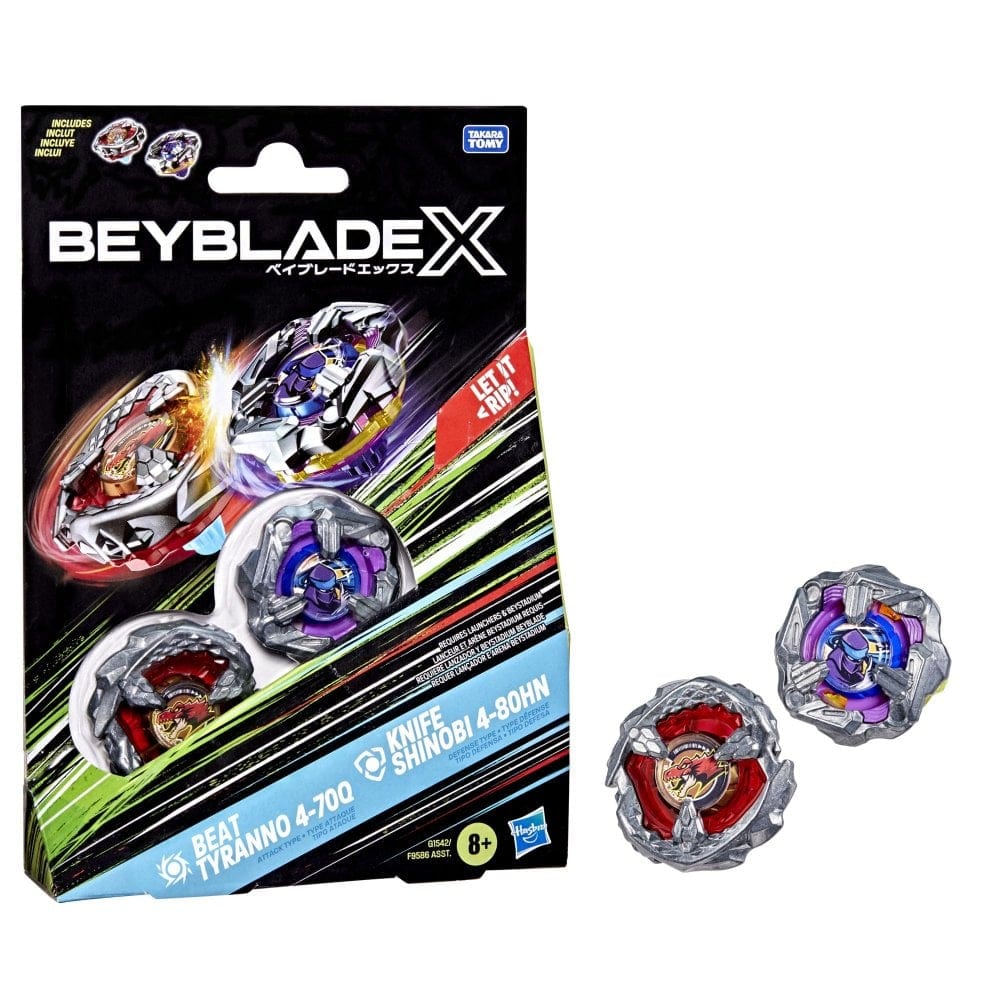 Beyblade X Beat Tyranno 4-70Q & Knife Shinobi 4-80HN Dual Pack Set 5010996290335