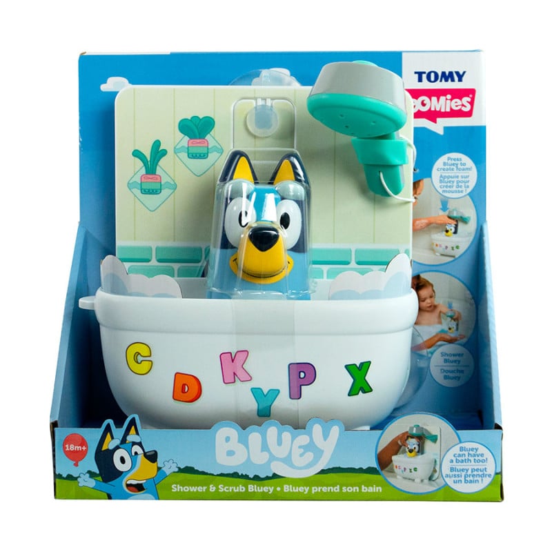 TOMY Toomies Bluey Shower & Scrub Interactive Bath Toy