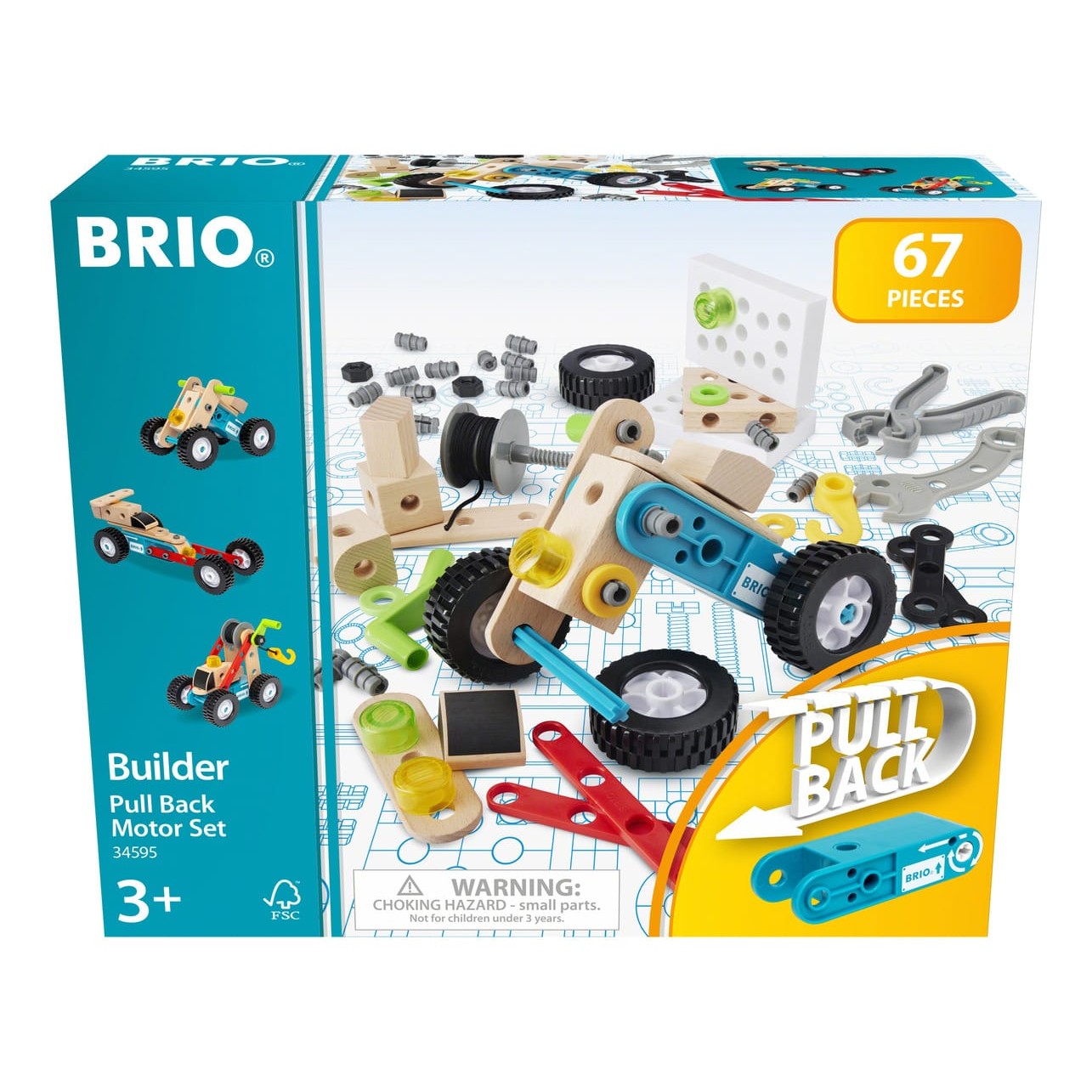 Brio Builder Pullback Motor Set Battery Free 67 Piece BRIO Builder Creations 34595 7312350345957