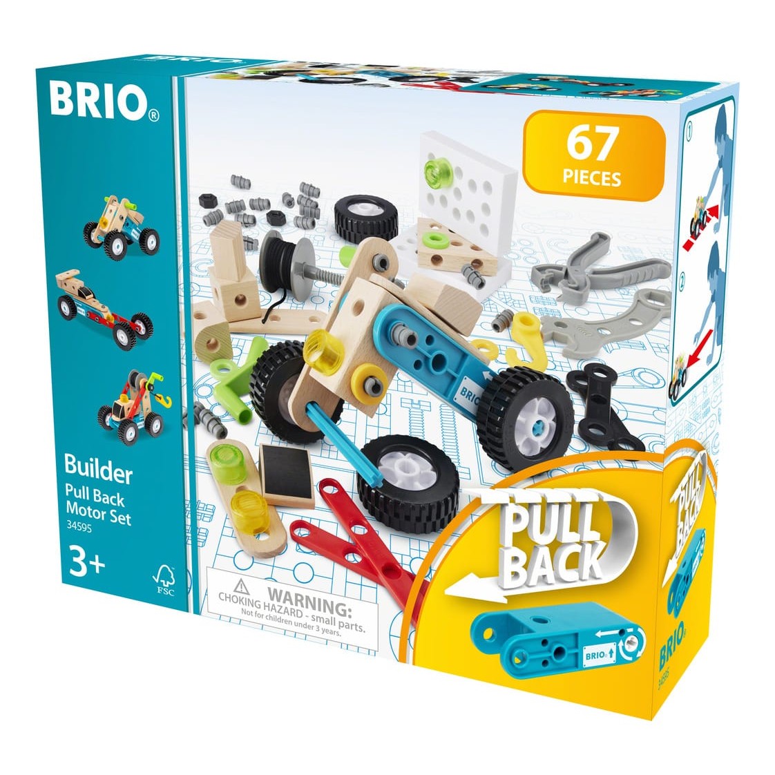 Brio Builder Pullback Motor Set Battery Free 67 Piece BRIO Builder Creations 34595 7312350345957