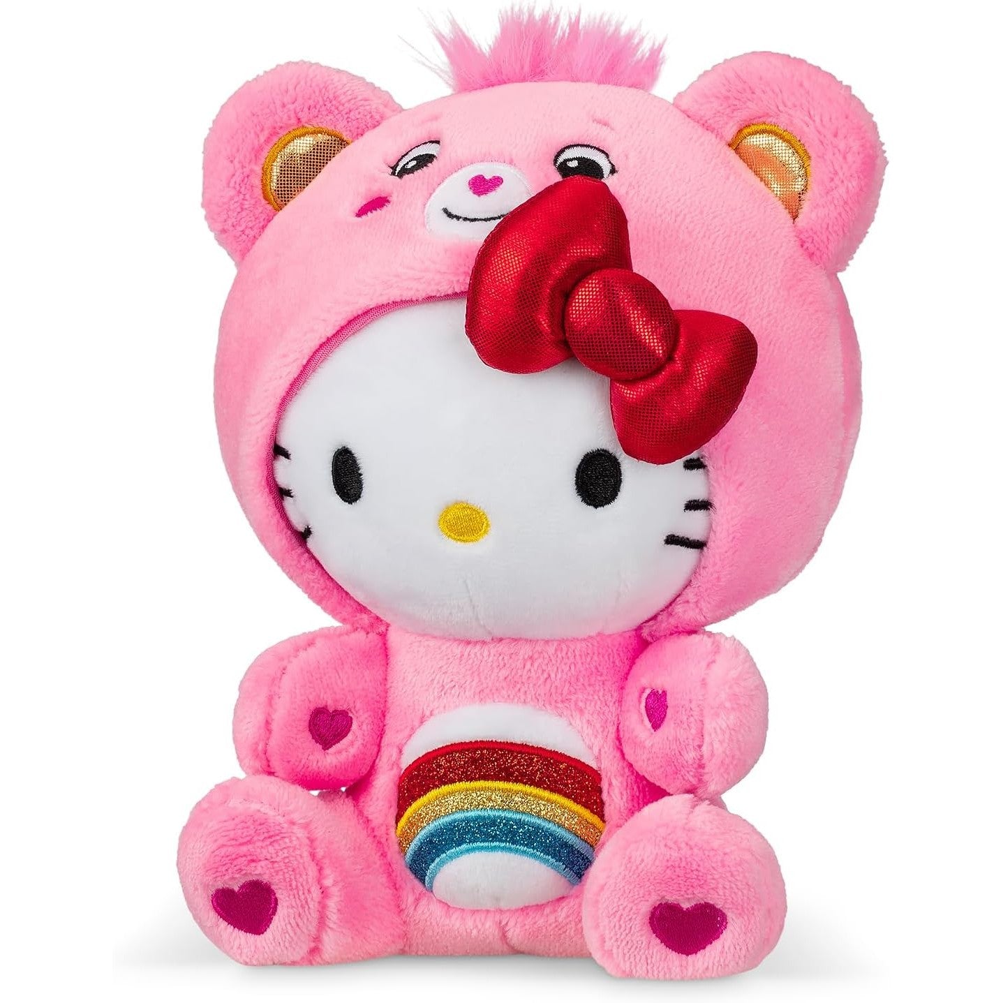 Care Bears 22cm Plush – Hello Kitty as Cheer Bear, Sanrio Soft Toy 885561227017
