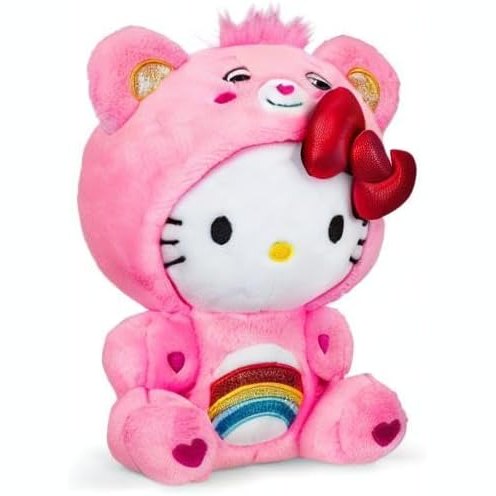 Care Bears 22cm Plush – Hello Kitty as Cheer Bear, Sanrio Soft Toy 885561227017