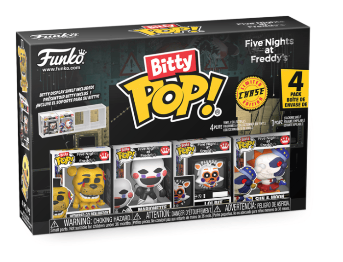 Bitty Pop! - FNAF - Withered Golden Freddy 4 Pack Withered Golden Freddy, Marionette, Lolbit (Choose your Chase)