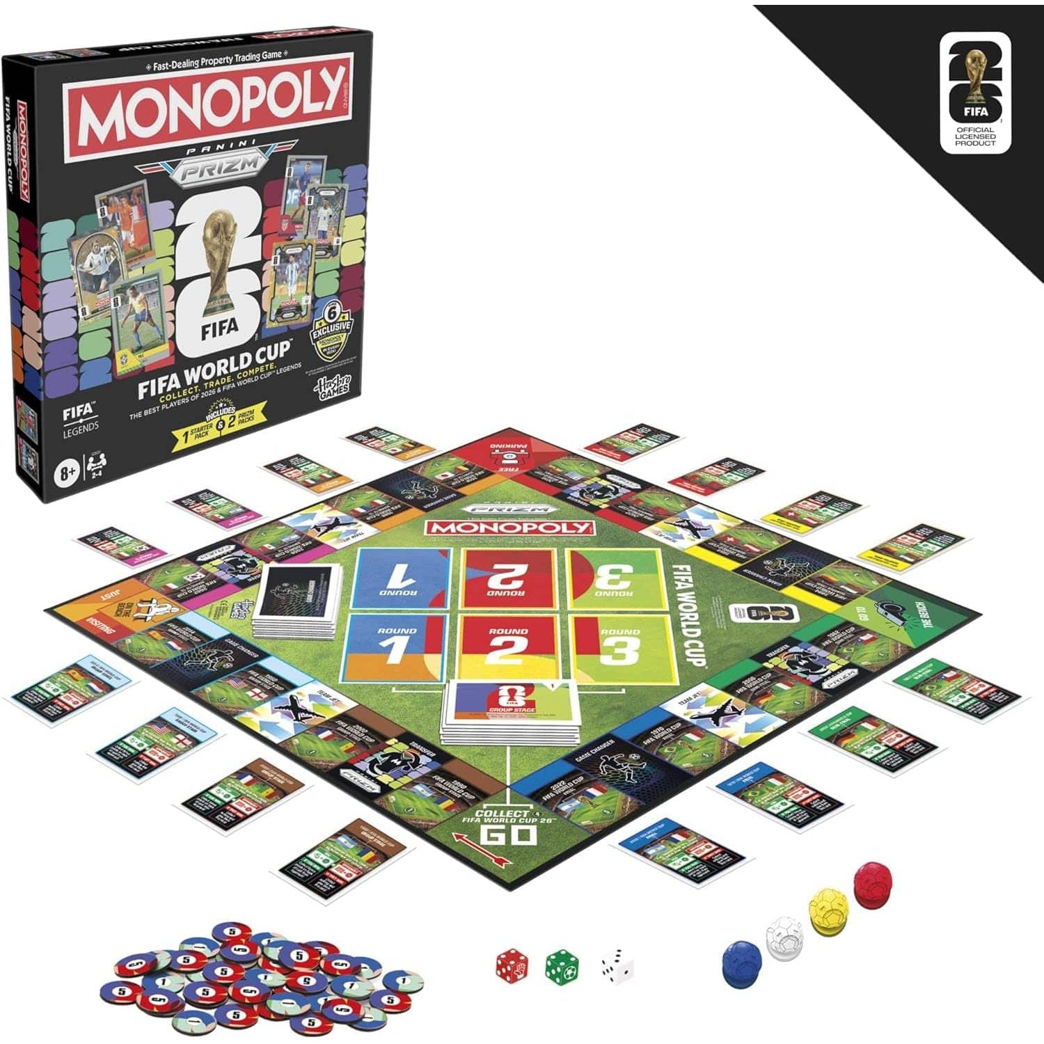 FIFA World Cup Monopoly Panini Prizm - Officially Licensed FIFA World Cup 2026 Football Board Game with Panini Prizm 5010996385284