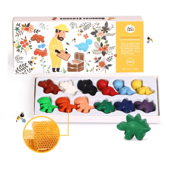 Jar Melo's Colour Dinosaurs 12 Colours Beeswax Crayon 5060462692989
