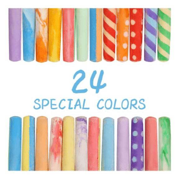 Jar Melo's Jumbo Washable Sidewalk 24 Colours Chalk With 2 Holders 5060462690909