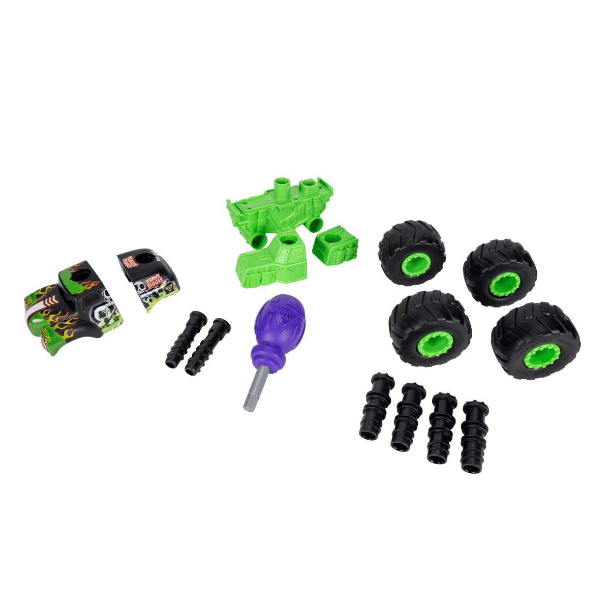 Monster Jam Grave Digger Monstruction Truck 5-Inch Buildable Vehicle 191726033134