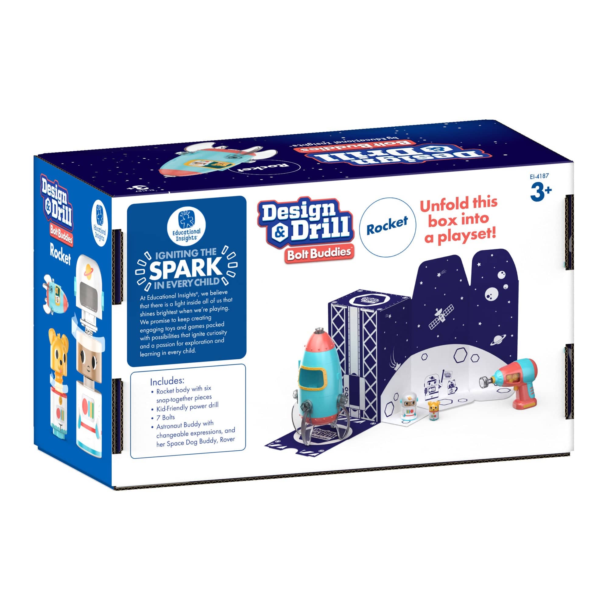 Learning Resources - Design & Drill Bolt Buddies Rocket Toy 086002041876