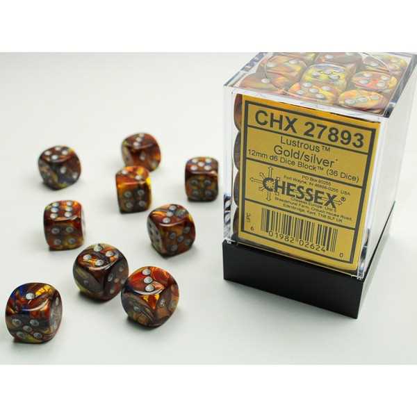12mm d6 Dice Block: Lustrous Gold/silver 601982026240