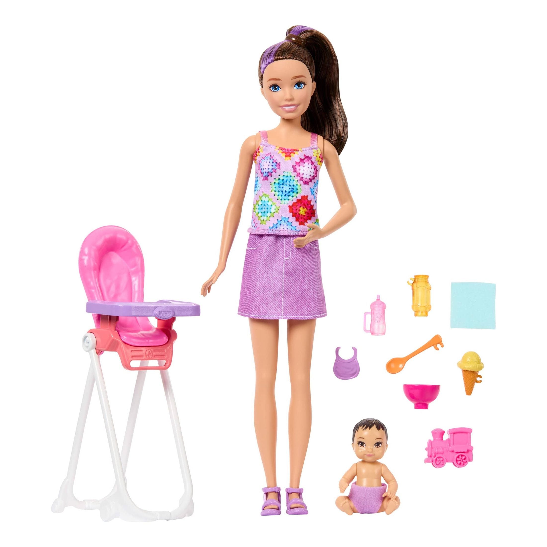 Barbie Family And Friends Collection Series Fashion Doll Figure Highchair Playset