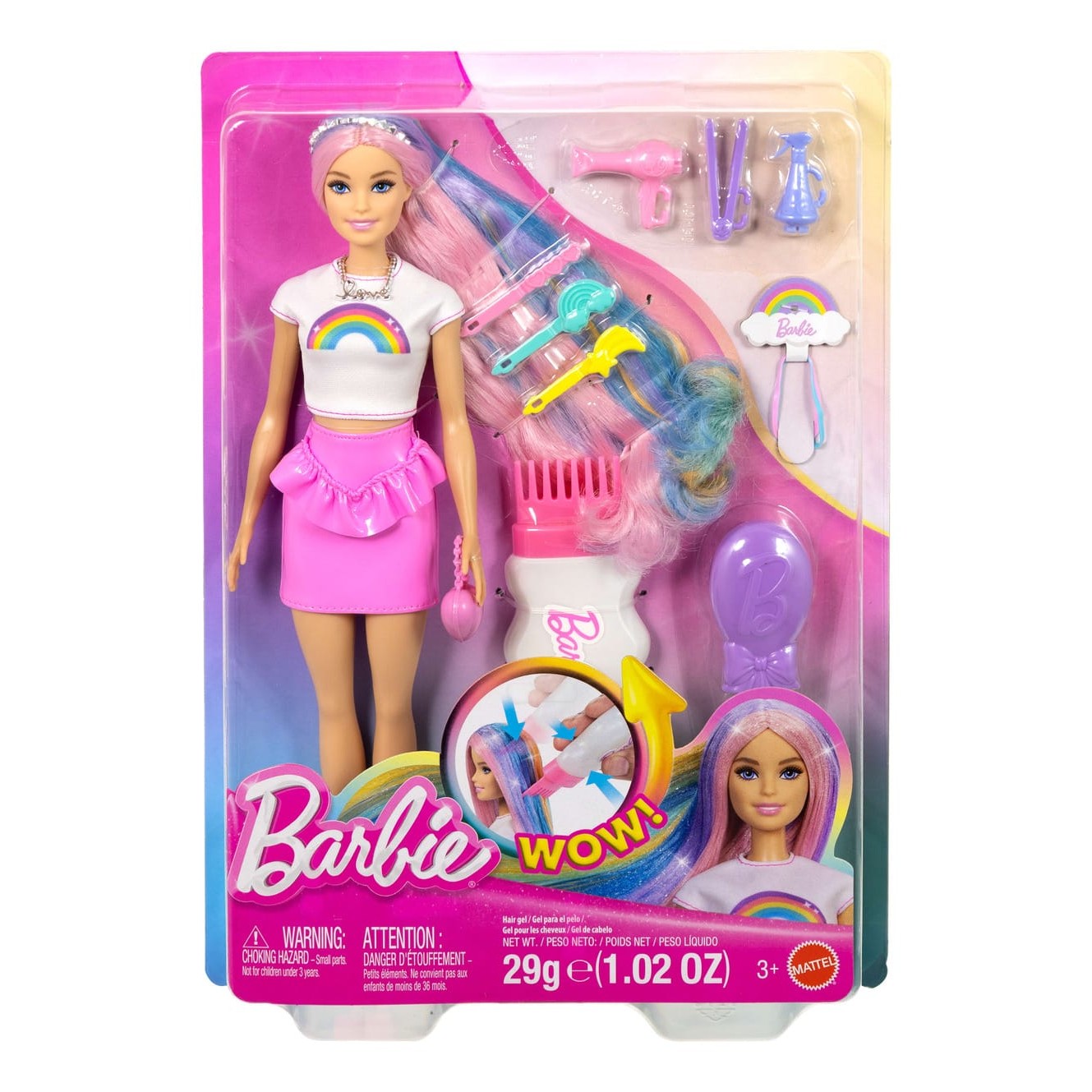 * Barbie Style Rainbow Sparkle Hair Play Doll