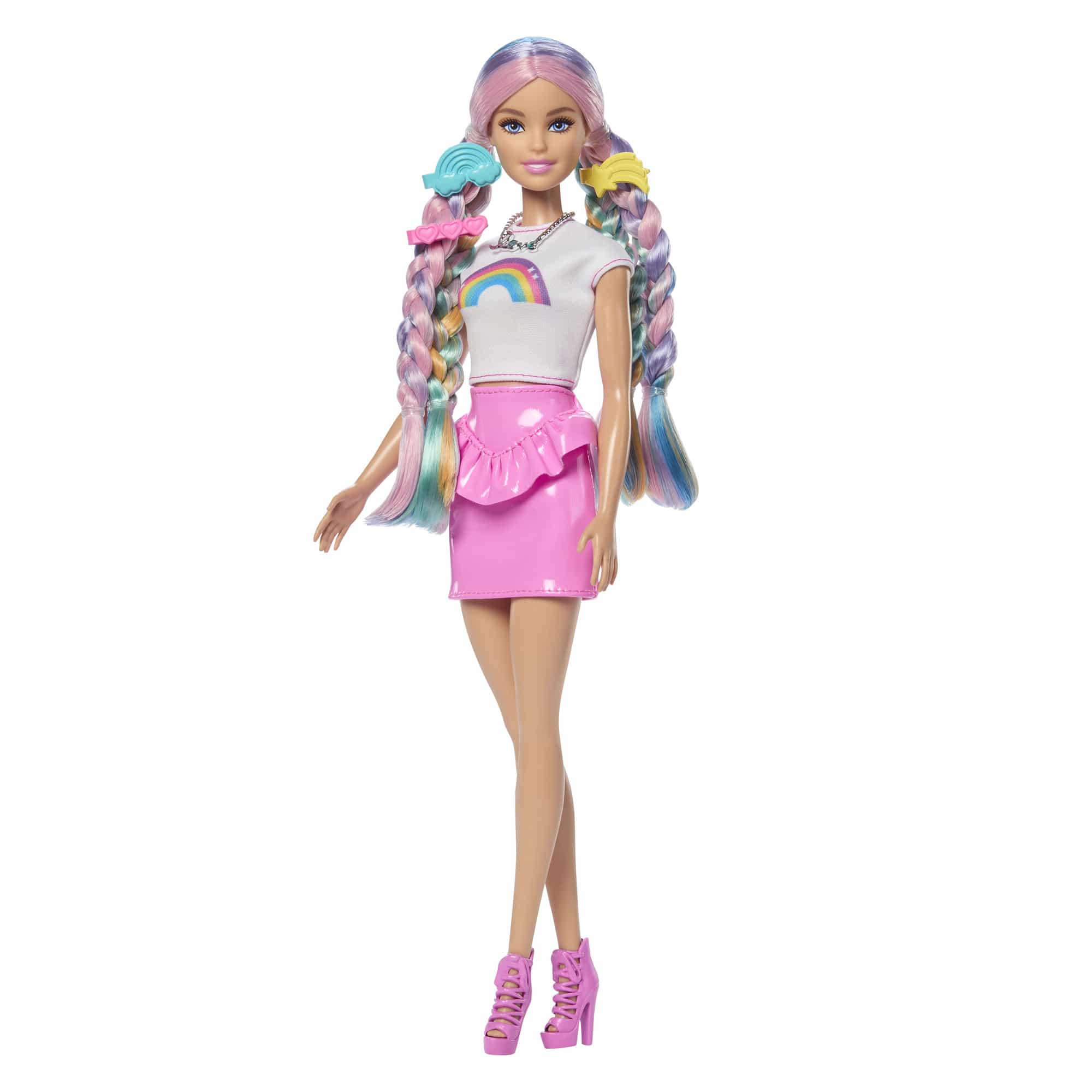 * Barbie Style Rainbow Sparkle Hair Play Doll