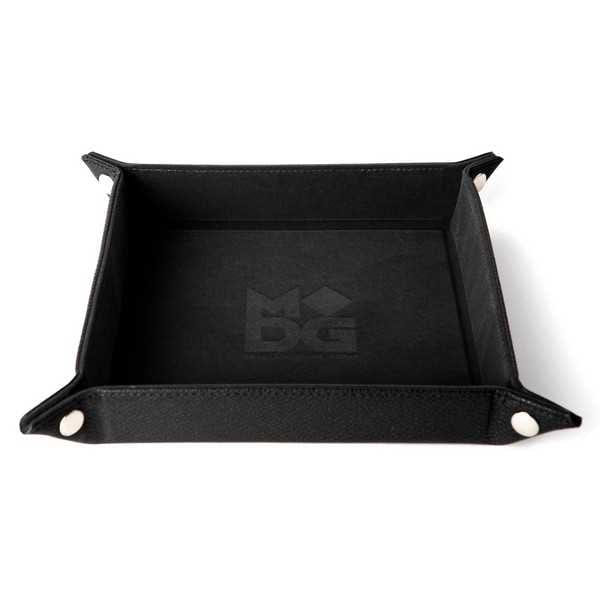 Fold Up Velvet Dice Tray: Black (Leather Backed) 852678889193