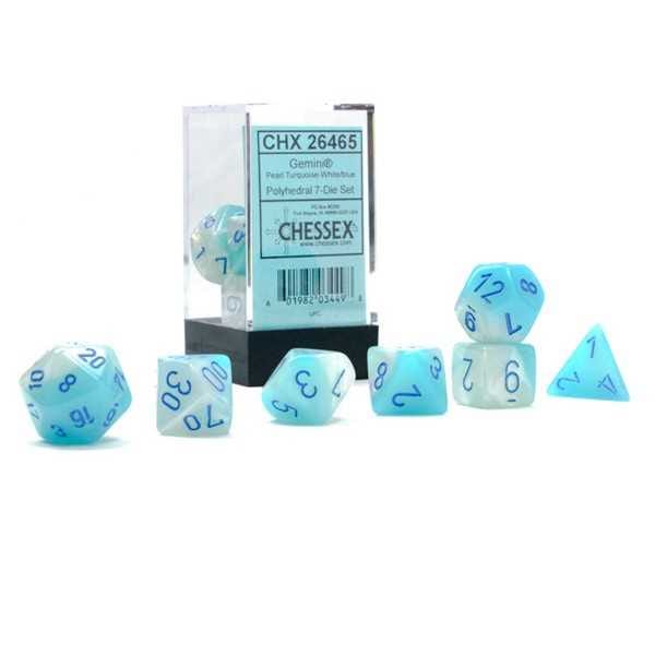 Gemini Polyhedral Pearl Turquoise-White/blue Luminar 7-Die Set 601982034498