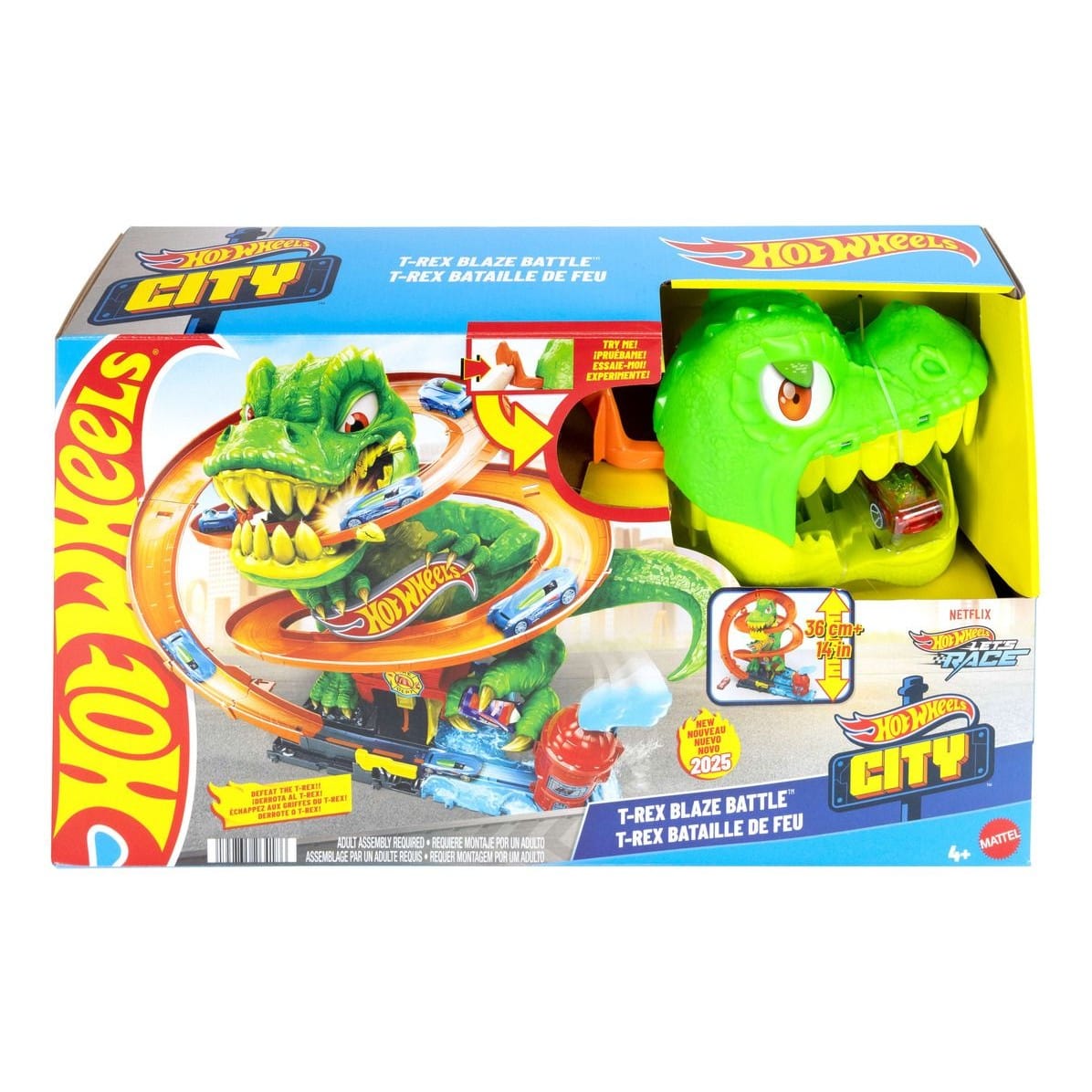 * Hot Wheels City T-Rex Fire Station 194735264186