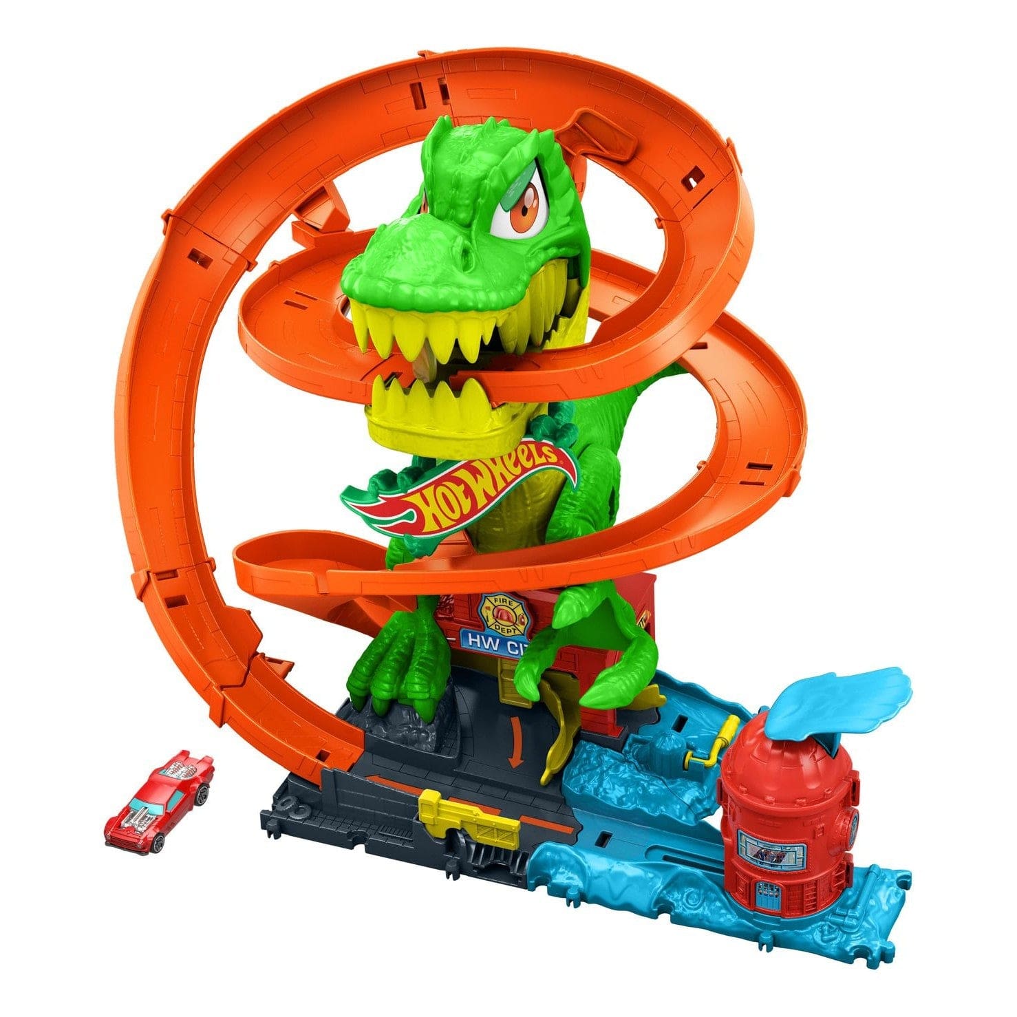 * Hot Wheels City T-Rex Fire Station 194735264186