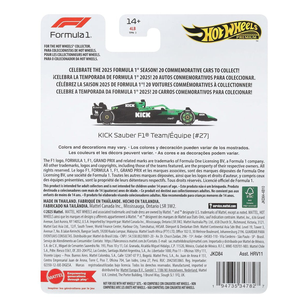 * Hot Wheels Premium F1: Sauber Nico Hulkenberg