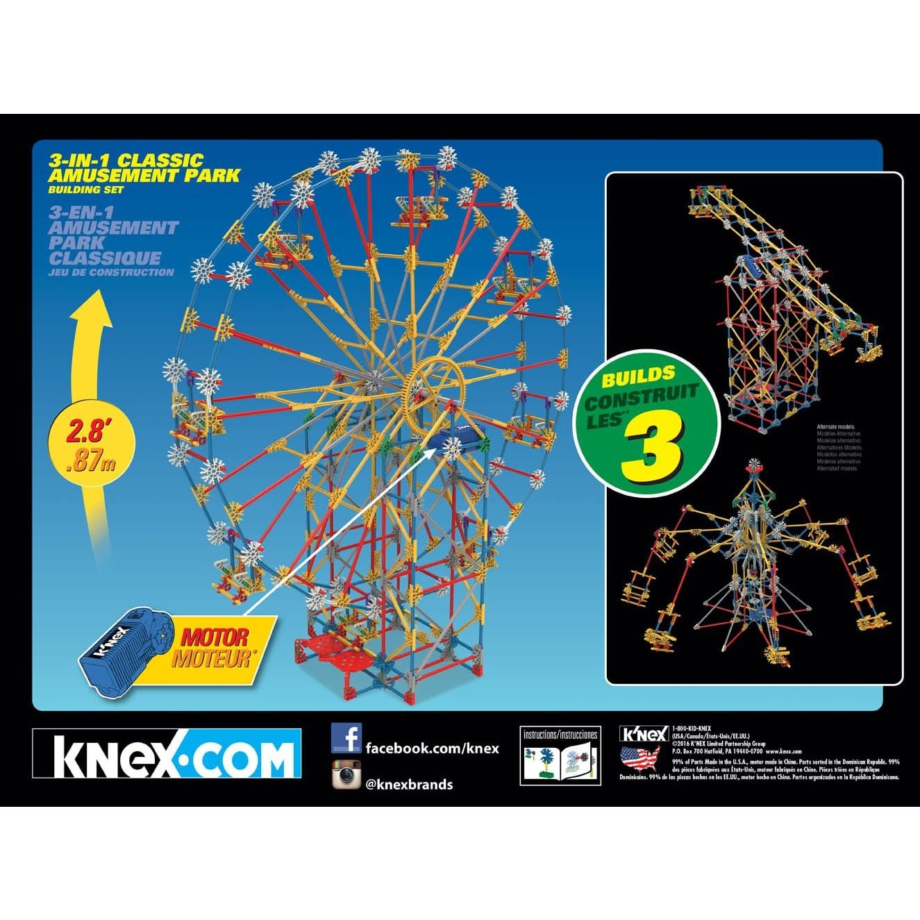 K'nex 3-in-1 Classic Amusement Park Building Set 744476170354