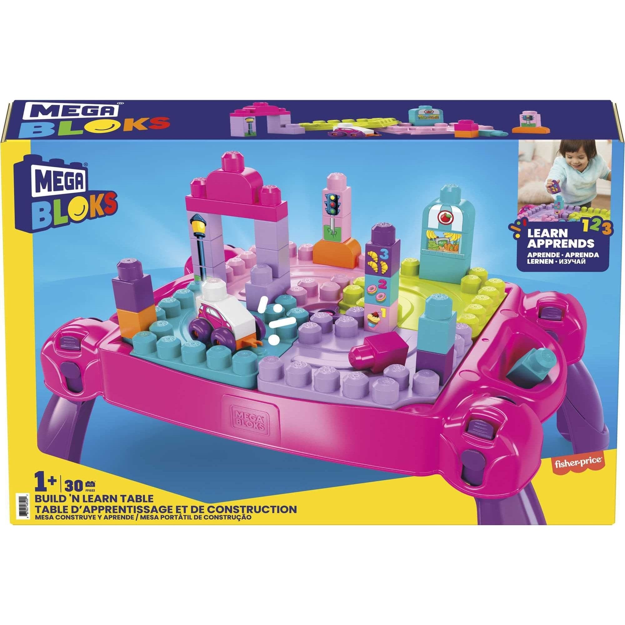 Mega Bloks Build n Learn Table Pink 887961485202