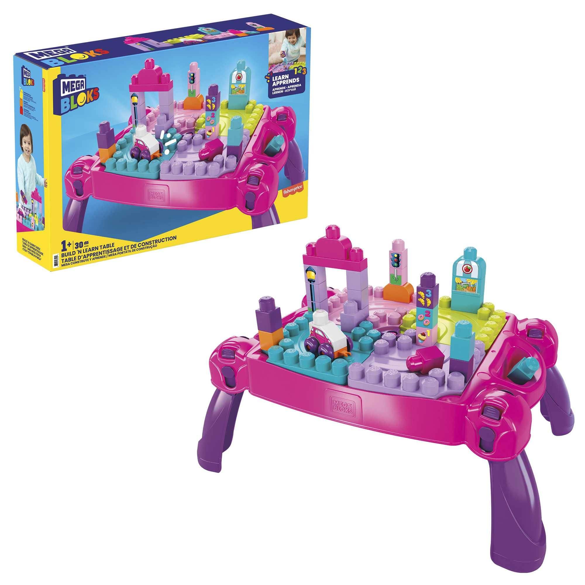 Mega Bloks Build n Learn Table Pink 887961485202