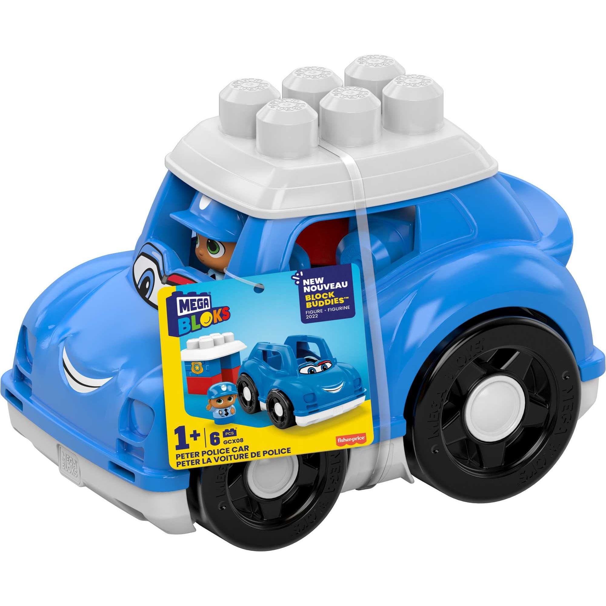 Mega Bloks Lil Vehicles Classic Assorted Building Set with Peter Police Car Dylan Dump Truck and Freddy Firetruck 0065541804081