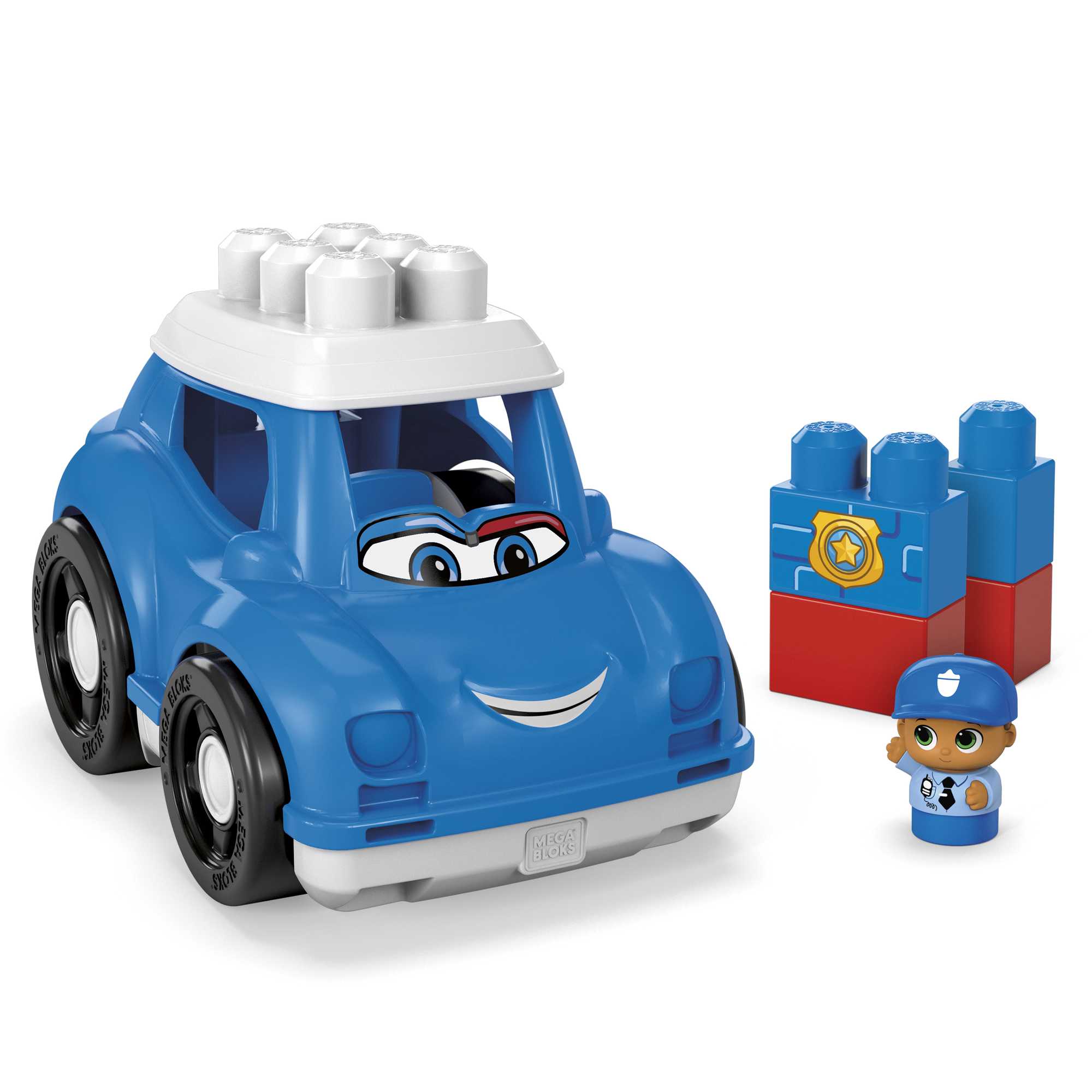 Mega Bloks Lil Vehicles Classic Assorted Building Set with Peter Police Car Dylan Dump Truck and Freddy Firetruck 0065541804081