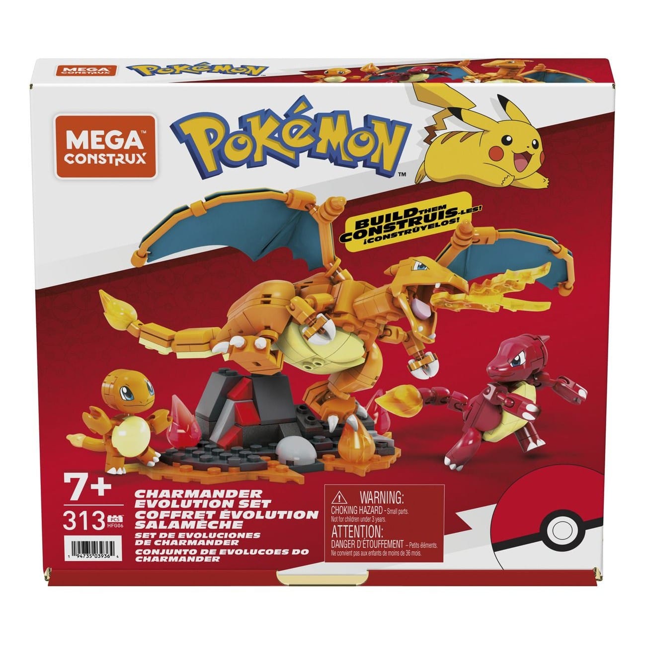 Mega Construx Pokemon Charmander Evolution Set 194735039364