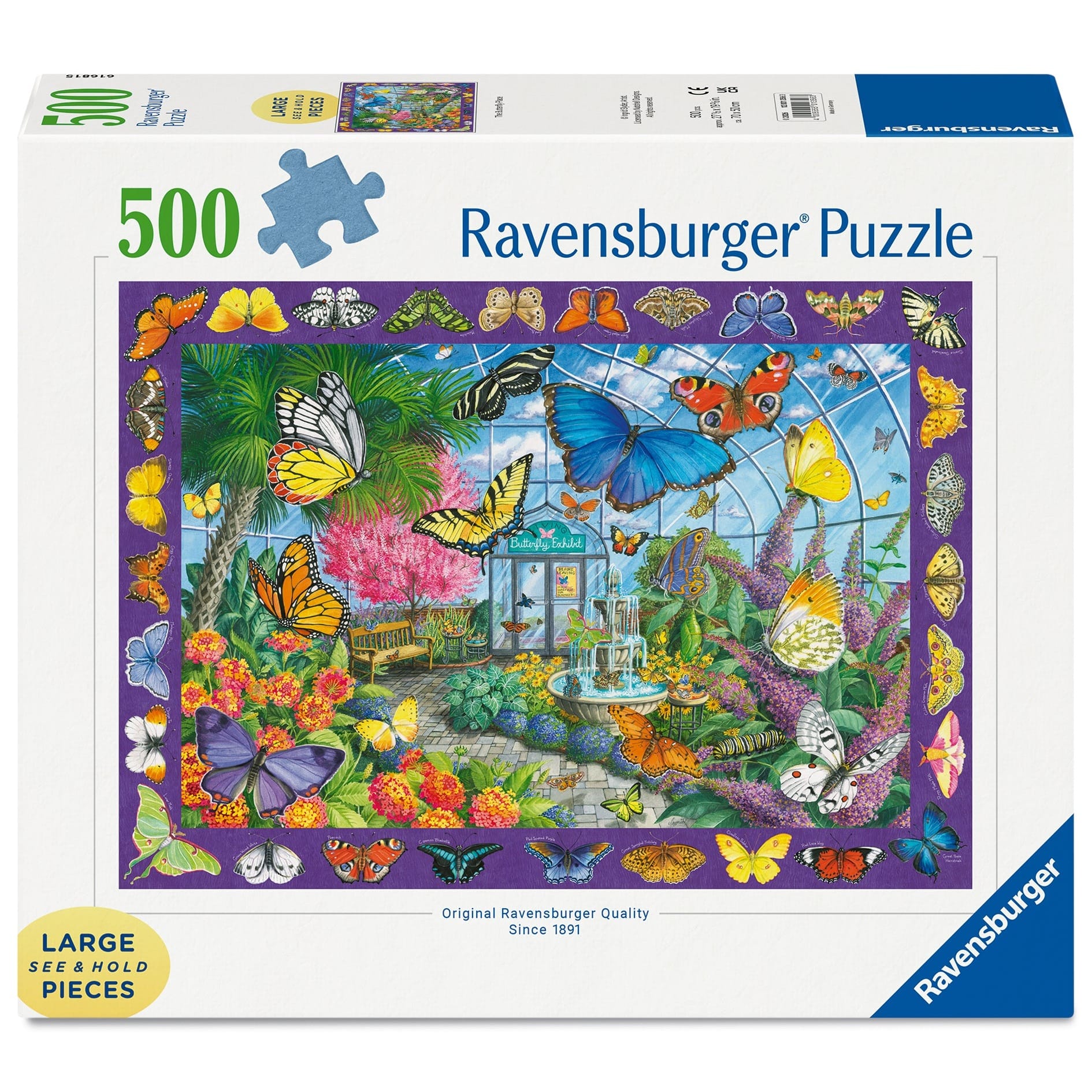 Ravensburger Butterfly Place 500 Piece Jigsaw Puzzle Large Format Natural Scene Bright Colors