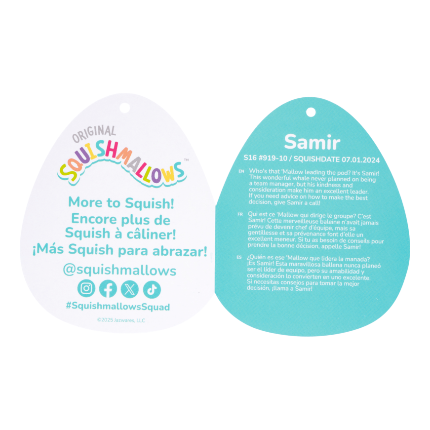 * Squishmallows - 16in Samir the Light Blue Whale