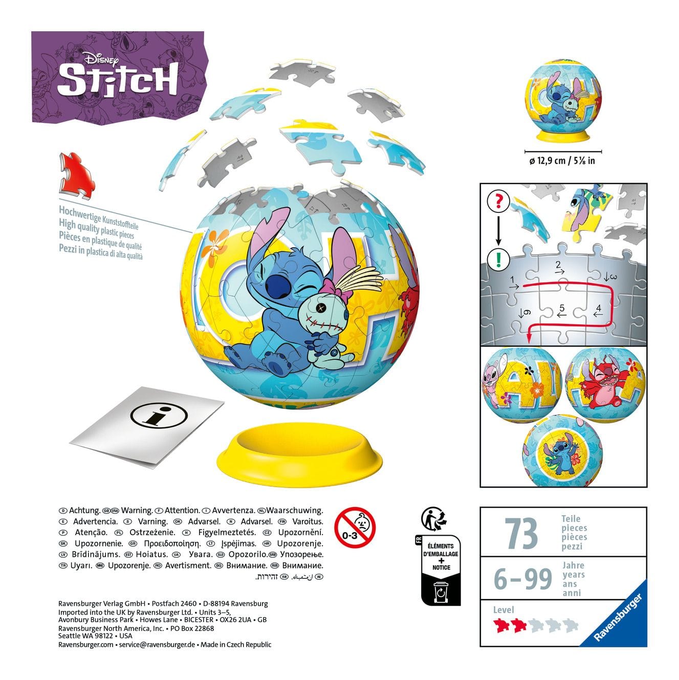 * Stitch 3D Puzzle Ball 72pc
