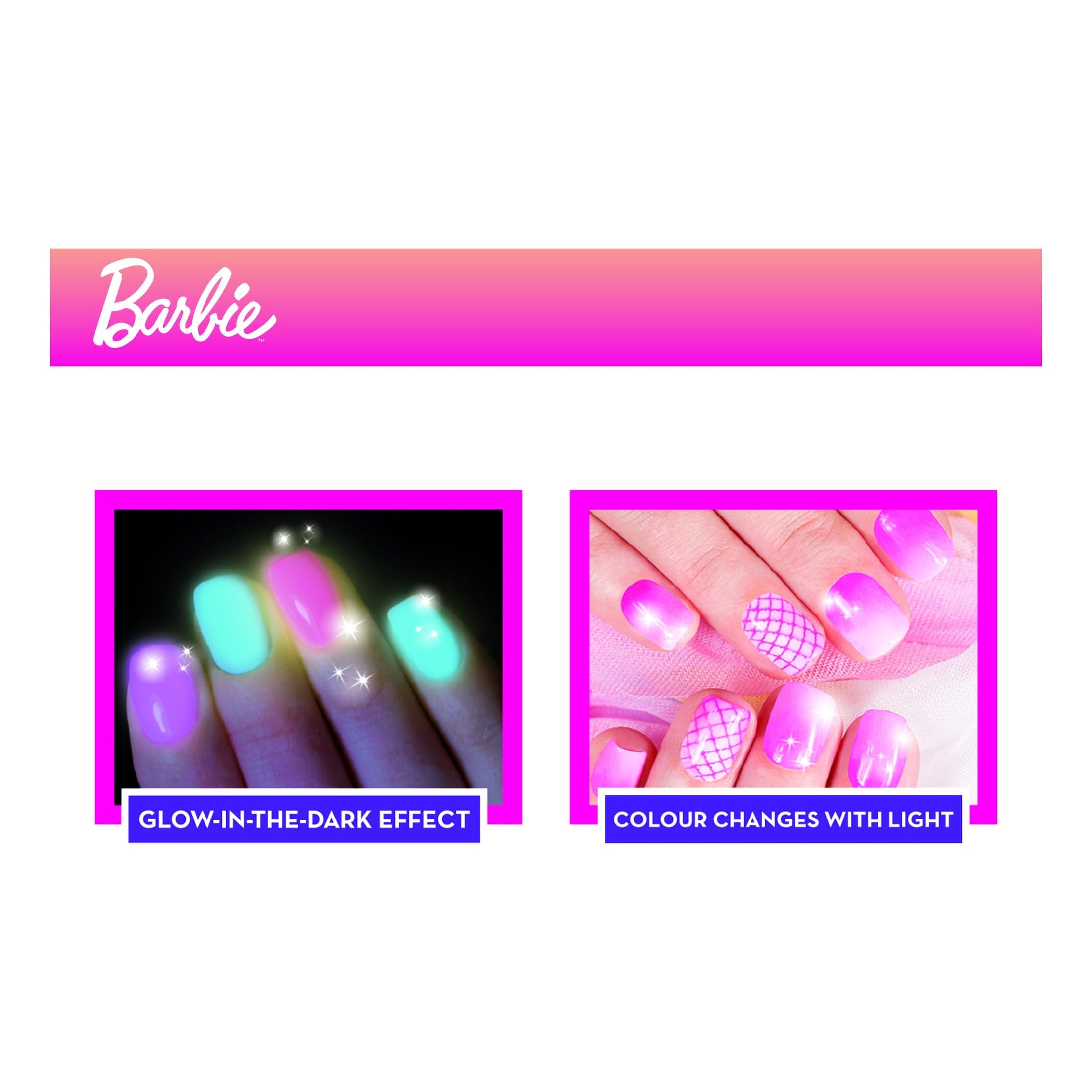 Barbie My Trendy Nail Art Colour Change - Sunlight Colour Change And Glow In The Dark Kit For Kids