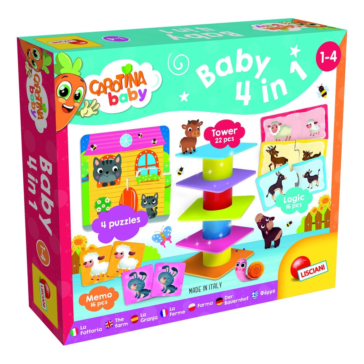 Lisciani Baby 4in1 Edu Games - Educational Activity Kit With Multiple Learning Activities For Toddlers