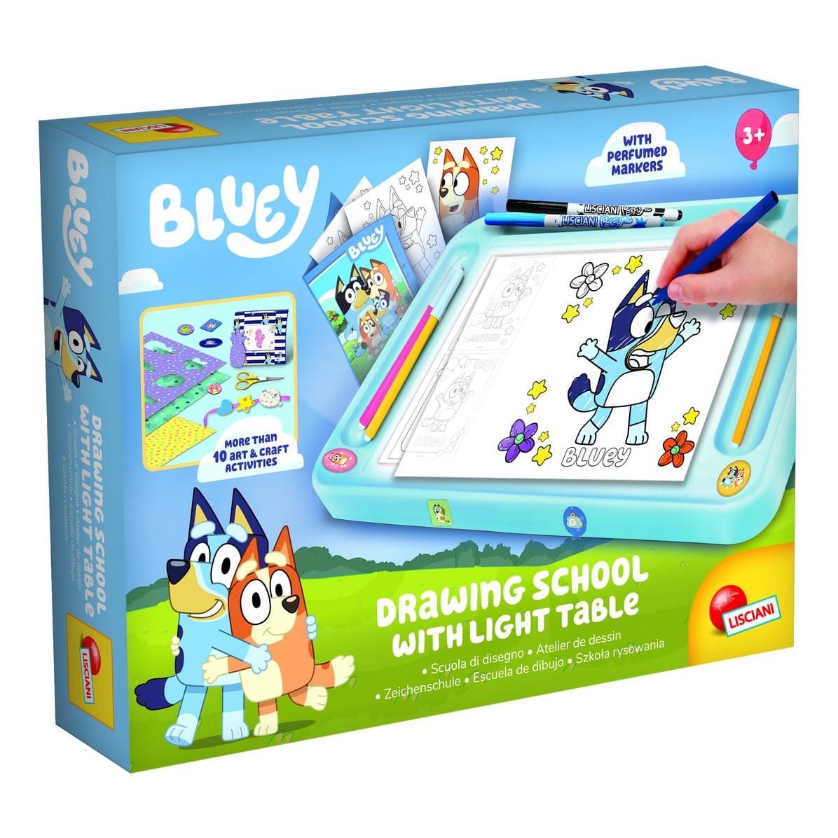 Lisciani Bluey Drawing School With Light Table Learn To Draw Bluey Characters With A4 Light Table Accessories