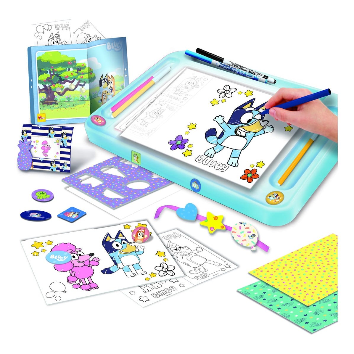 Lisciani Bluey Drawing School With Light Table Learn To Draw Bluey Characters With A4 Light Table Accessories