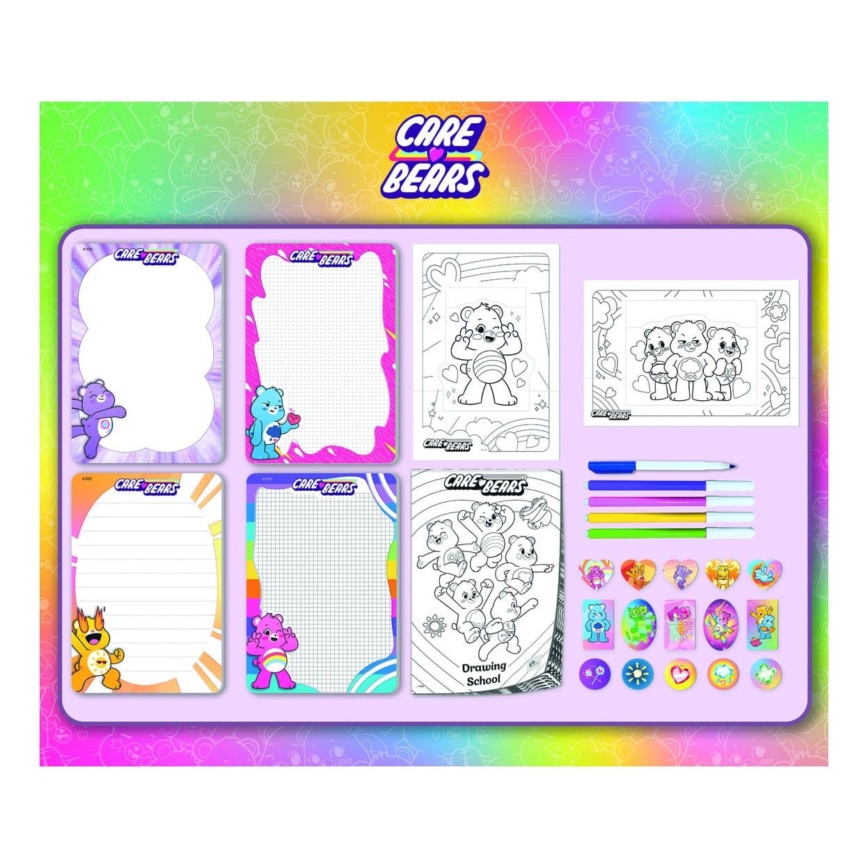 Lisciani Care Bears Colouring And Drawing Backpack - On The Go Art Kit For Kids Everywhere