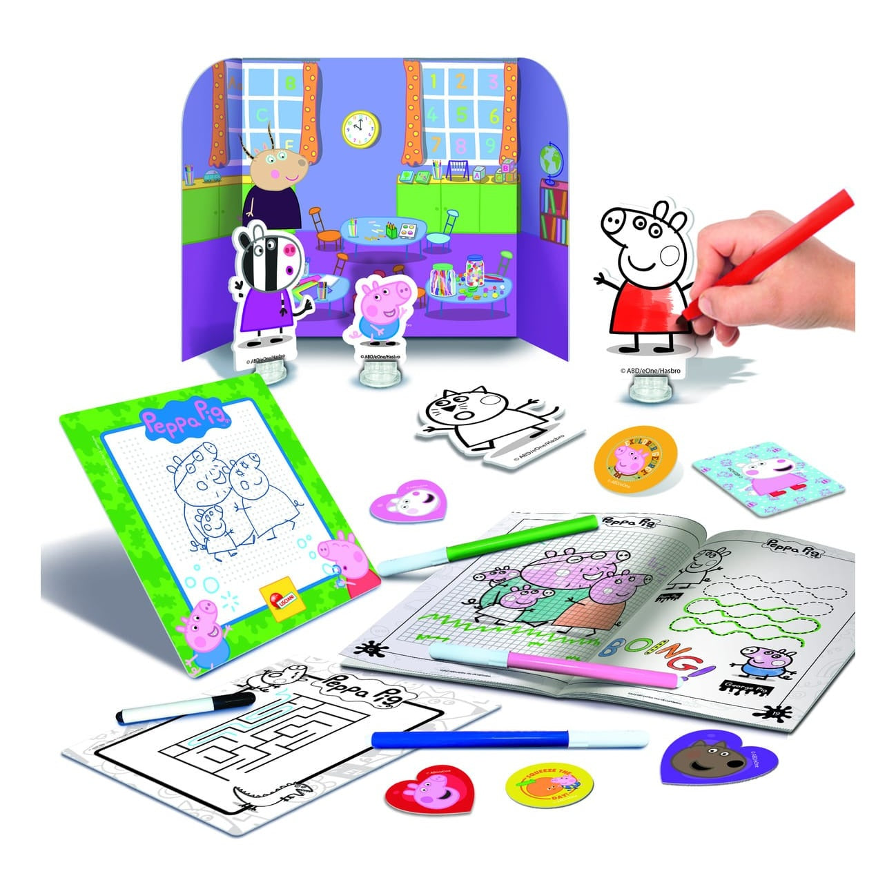 Lisciani Peppa Pig Colour and Drawing Backpack - Creative Kindergarten Backpack With Silhouetted Characters For Kids