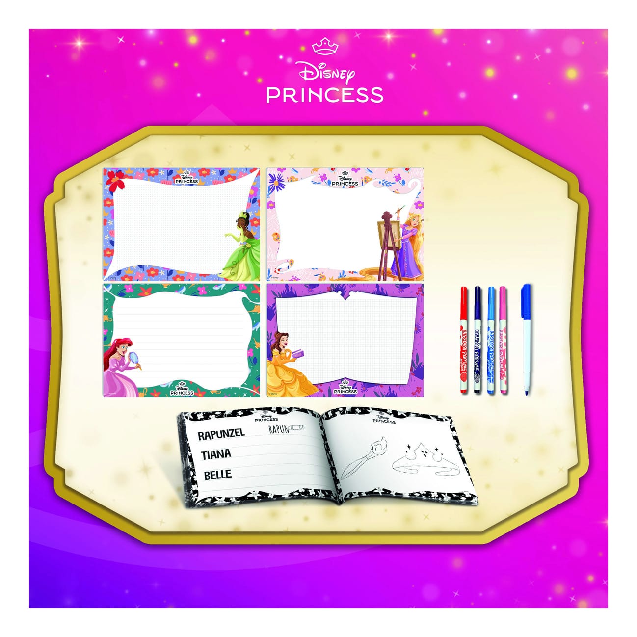 Lisciani Princess Drawing School - Learn Drawing Basics with Write and Wipe Boards and Scented Markers
