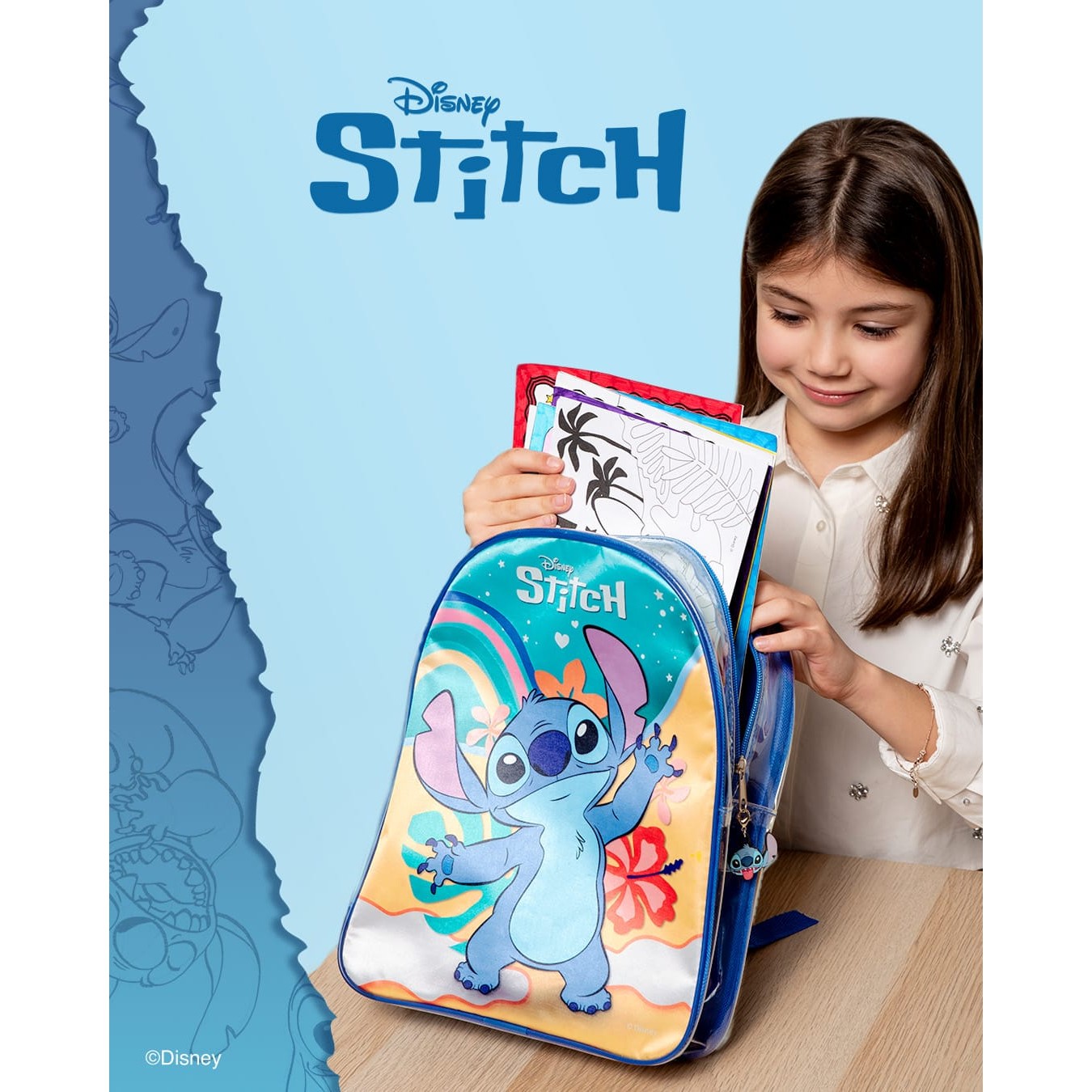 Lisciani Stitch Colouring And Drawing School Backpack - Pop Up Colouring Pages And Personalised Stickers