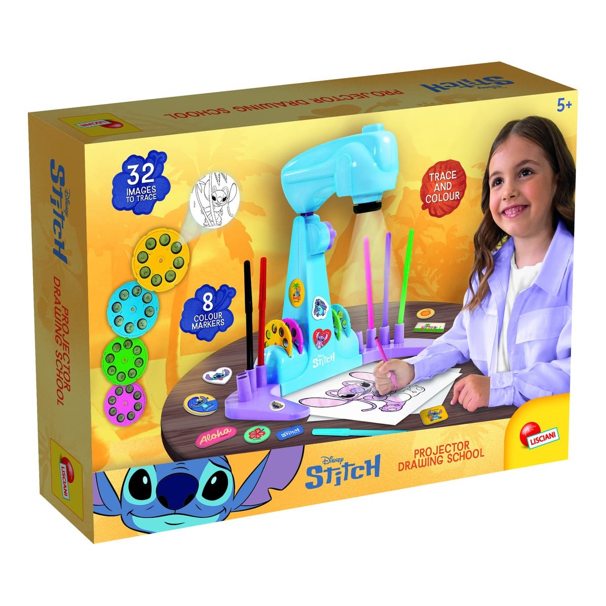 Lisciani Stitch Drawing Projector - LED Projection for Easy Tracing of Stitch and Friends with Scenic Playset