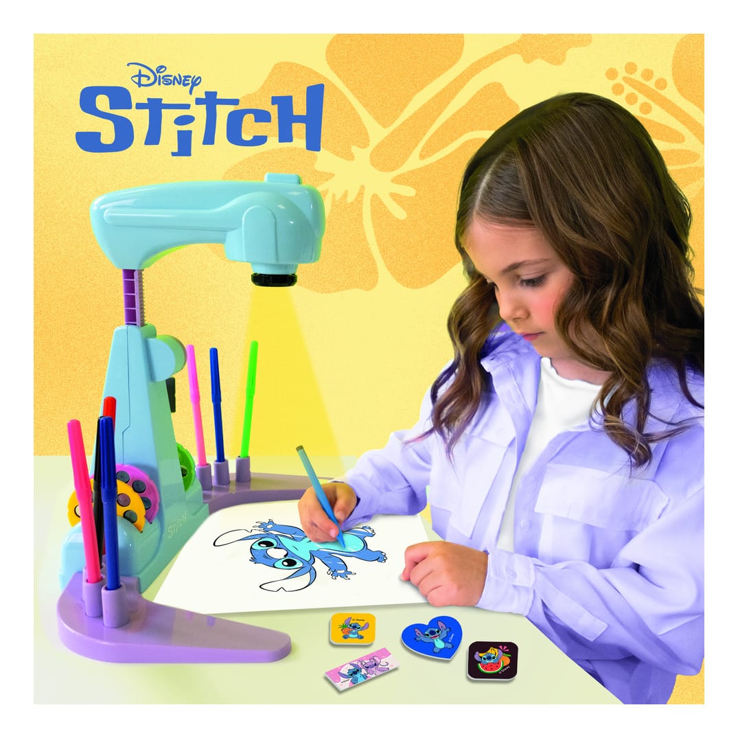 Lisciani Stitch Drawing Projector - LED Projection for Easy Tracing of Stitch and Friends with Scenic Playset