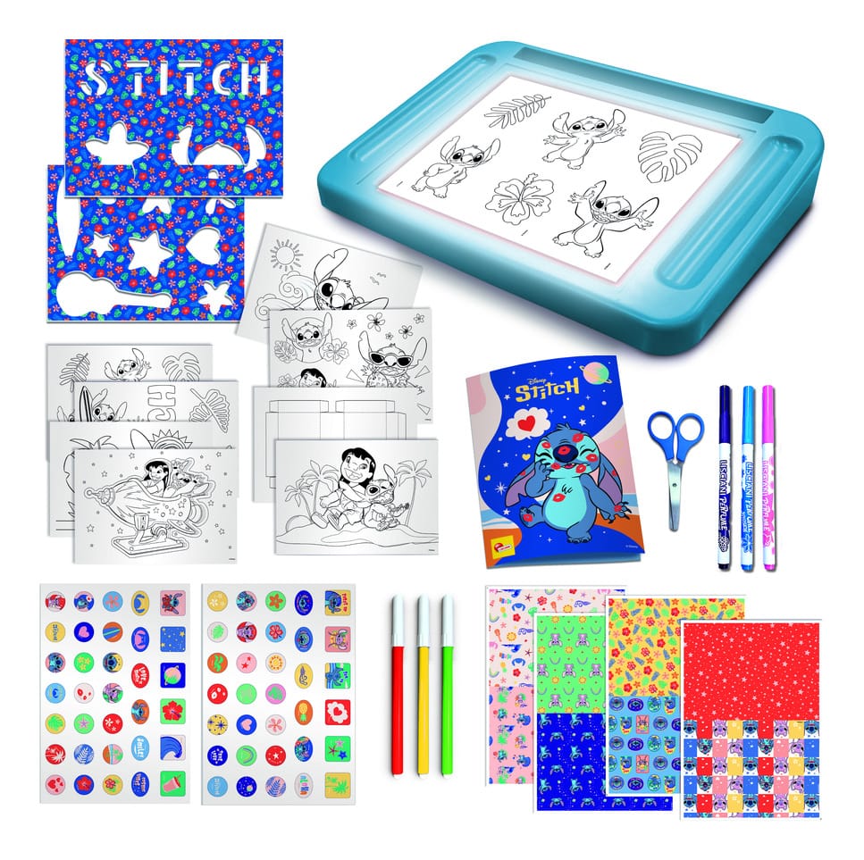 Lisciani Stitch Drawing School With Light Table - Creative A4 Light Table Art Kit With Stencils