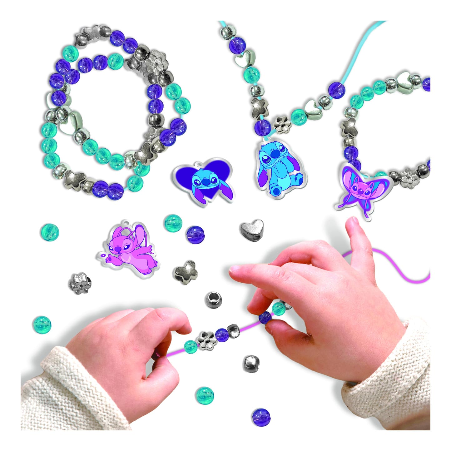Lisciani Stitch Jewellery Set - Create Custom Beaded Jewellery With Removable Compartment Metal Closure And Mirror