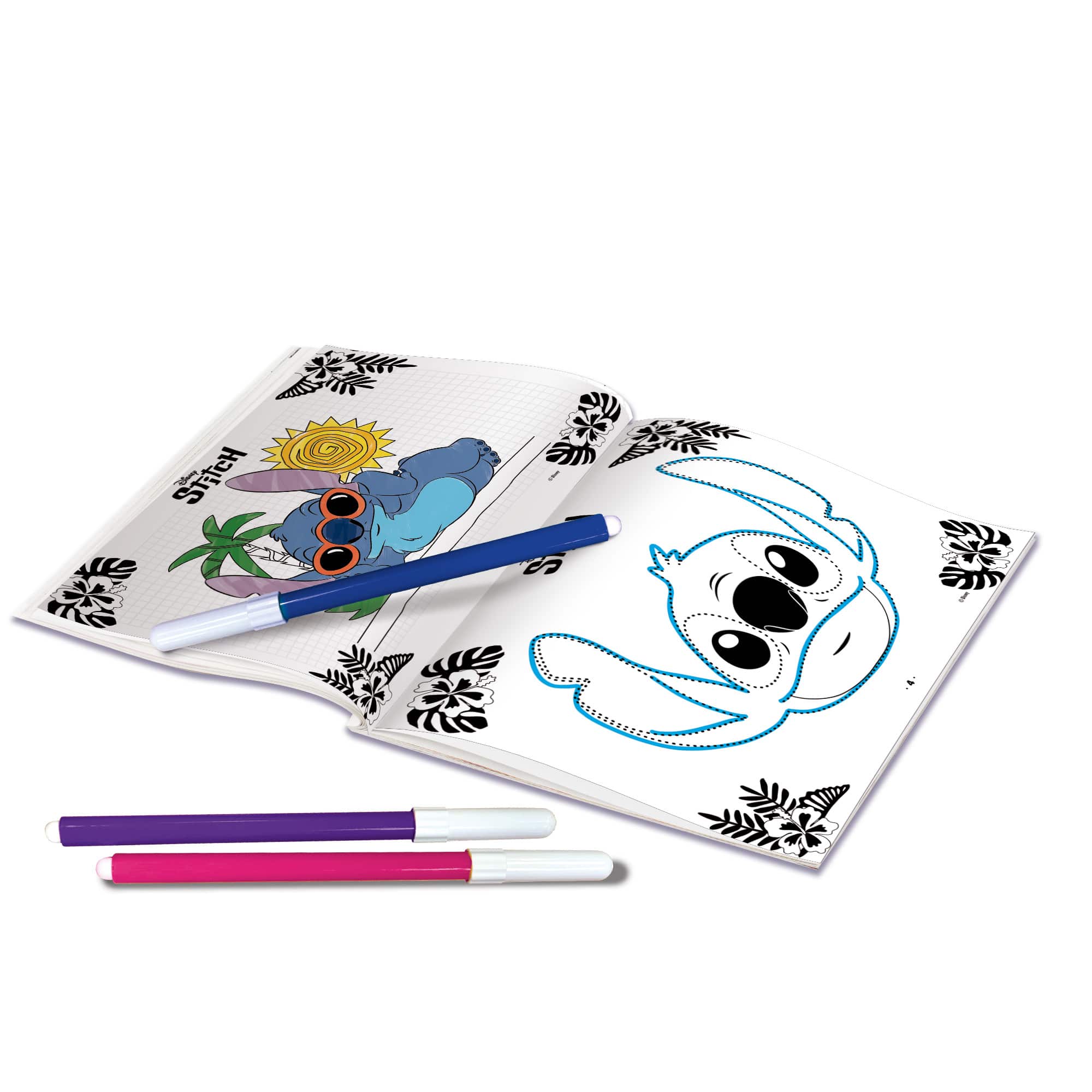 Lisciani Stitch Pocket Drawing School - Portable Stitch Themed Art Kit With 4 Mini Write-And-Wipe Boards