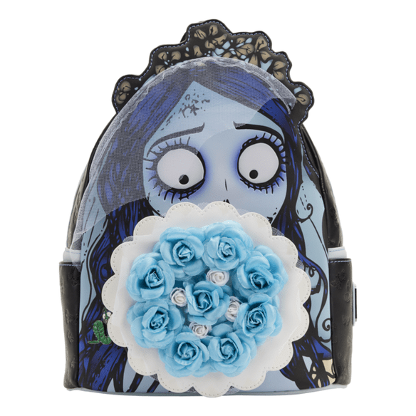 Loungefly - Corpse Bride Emily Bouquet Mini Backpack With Floral Petal Design And Embellishments 671803425897