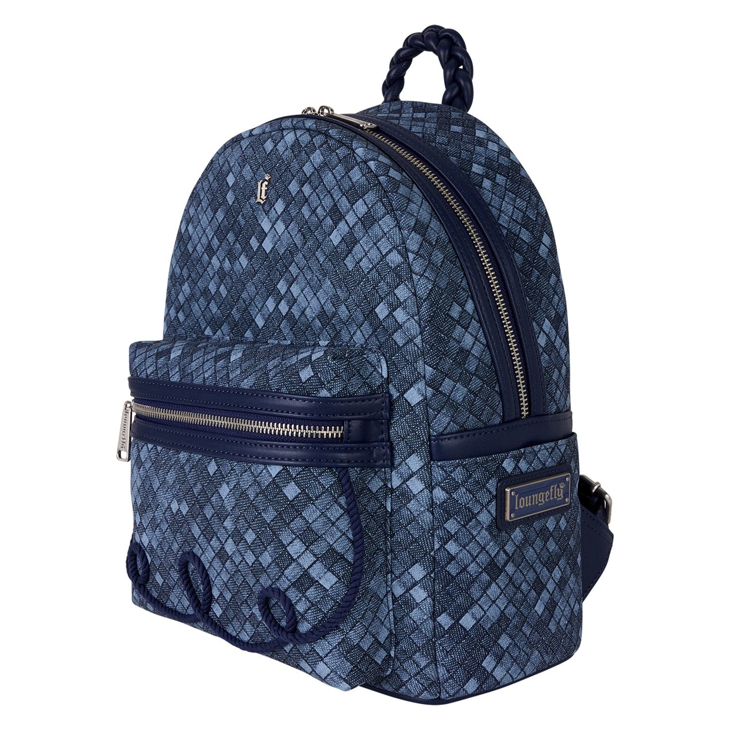 Loungefly - Denim Mini Backpack For Everyday Use With Adjustable Straps Front Pocket And Durable Denim