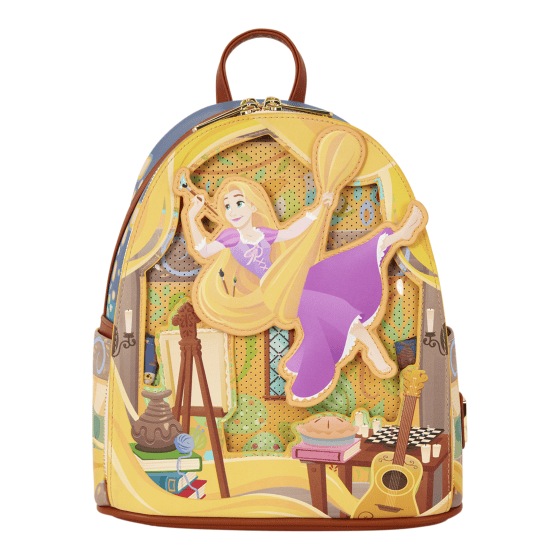 Loungefly Disney Tangled Rapunzel Glow Pin Trader Mini Backpack 671803586014