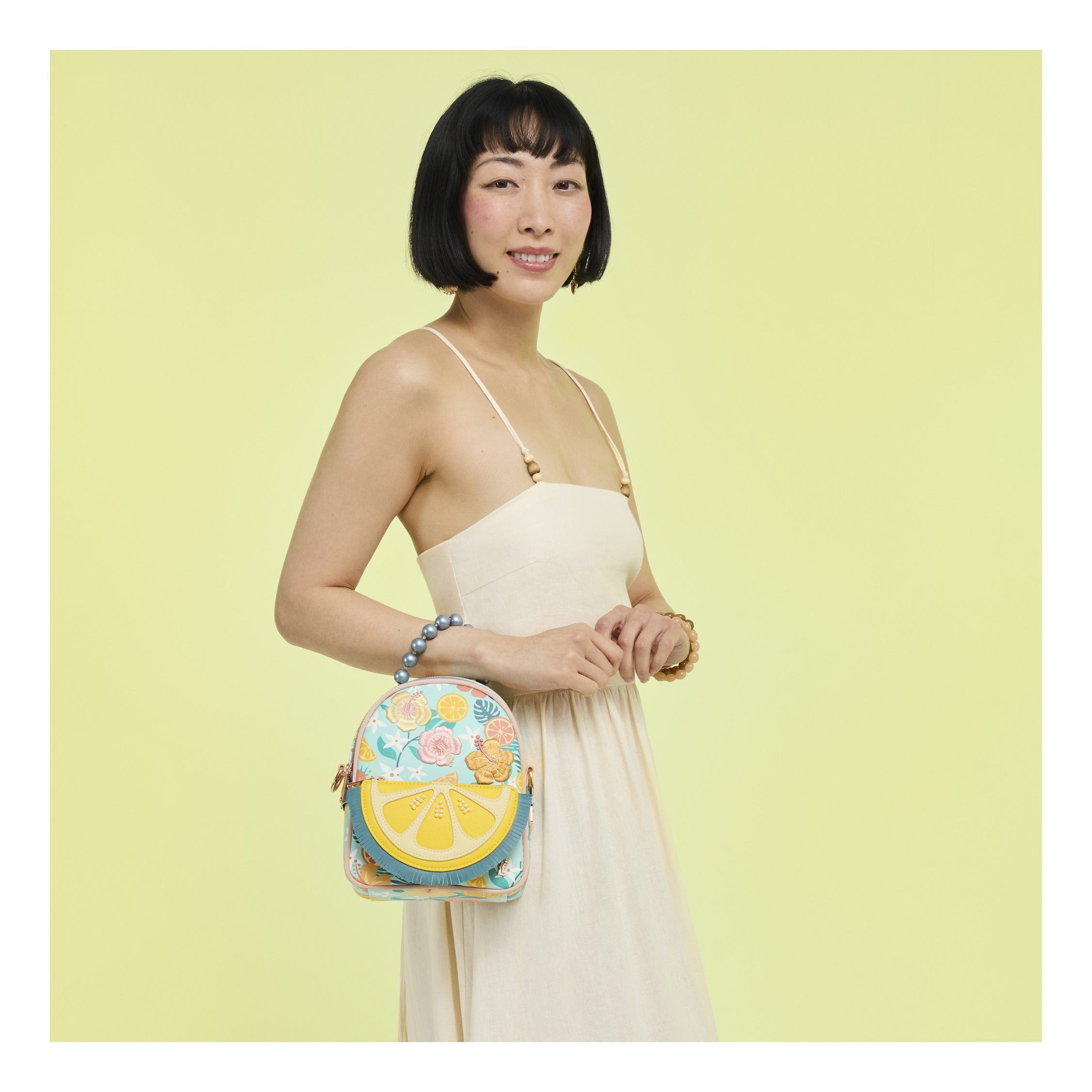 Loungefly - Lemon Mini Backpack Citrus Pattern Everyday Day Pack With Adjustable Straps And Zip Closure