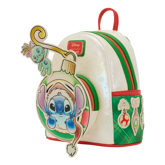 Loungefly - Lilo And Stitch Holiday Mini Backpack With Festive Print And Zip Top Design
